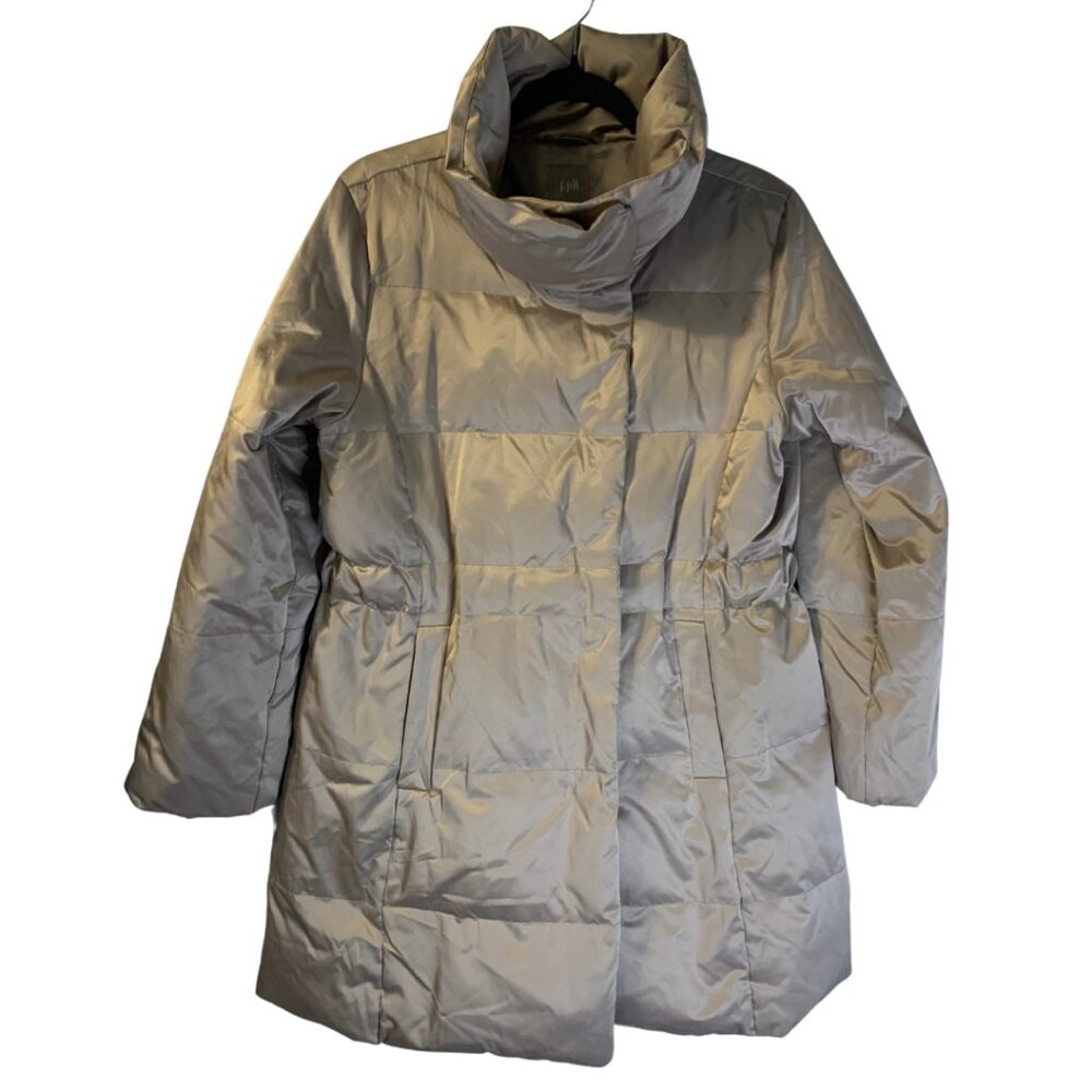 J Jill Women's Down Puffer Jacket Size SP PS Small Gold High Neck Winter City